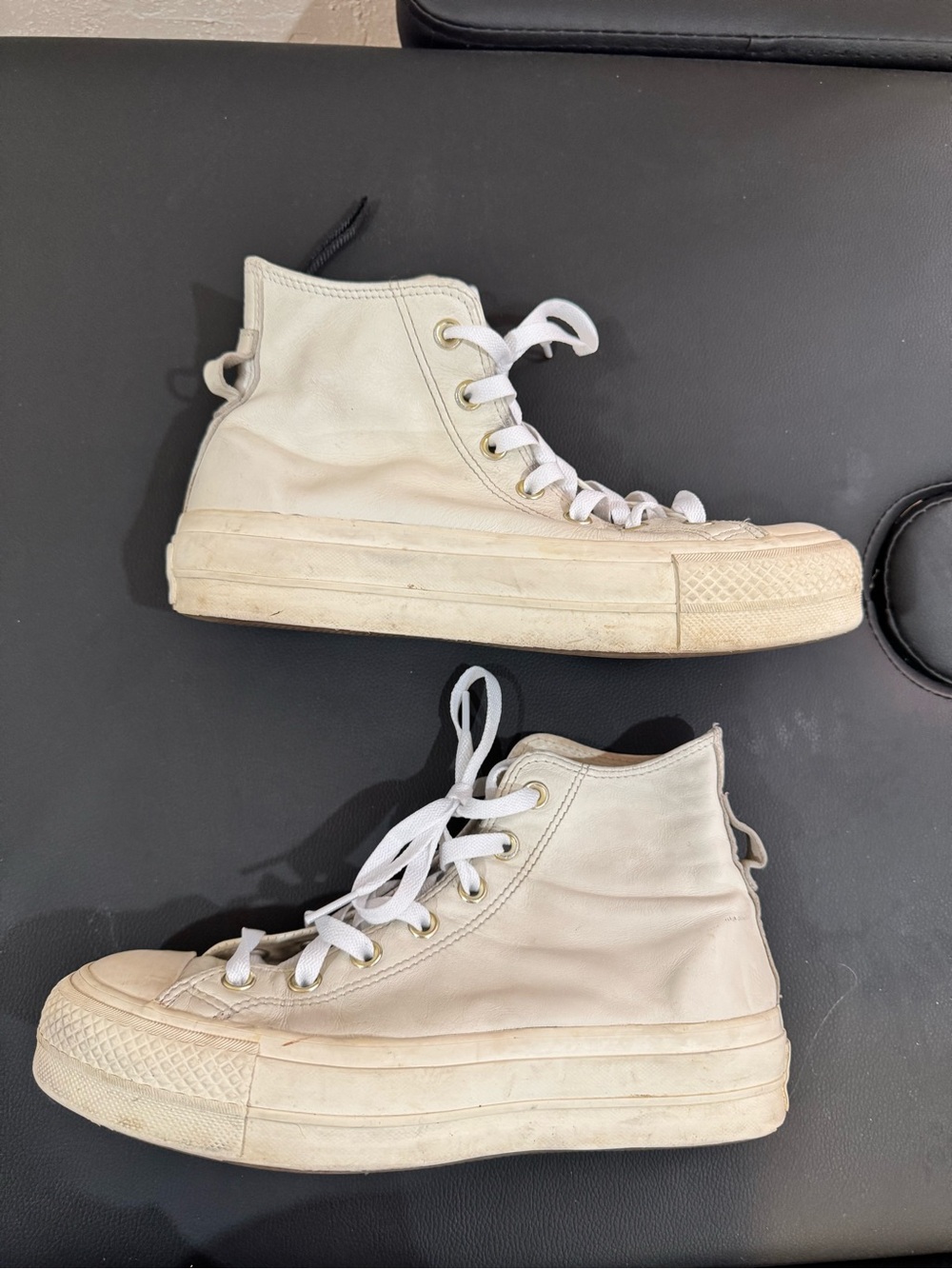 RARE FIND Converse Chuck Taylor All Star “egret” all leather platform high top